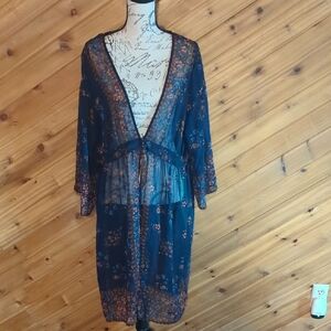 Tantrums Navy Script Kimono